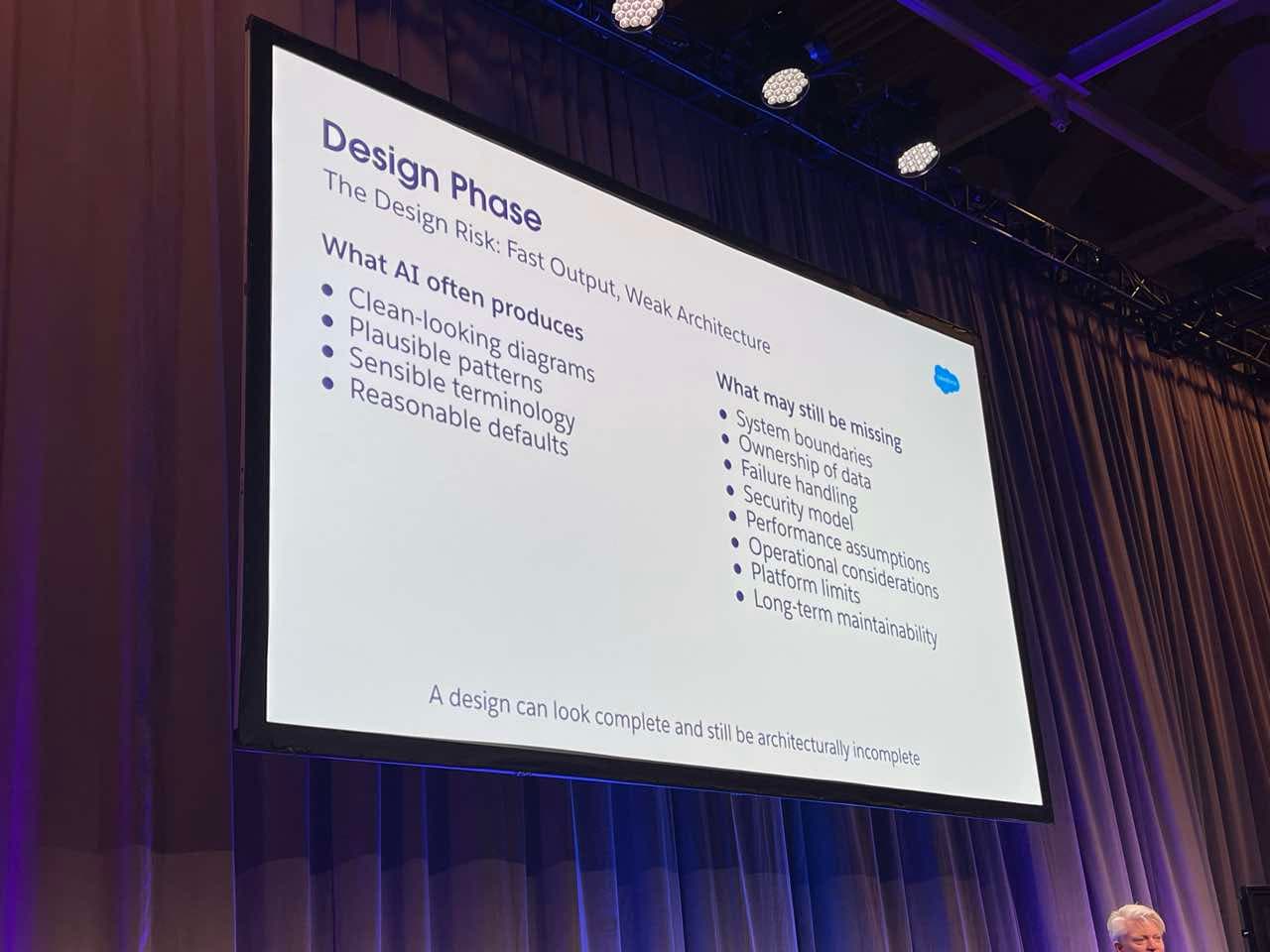 Architecting AI session slide: Design phase special sauce, the architect's irreducible value.