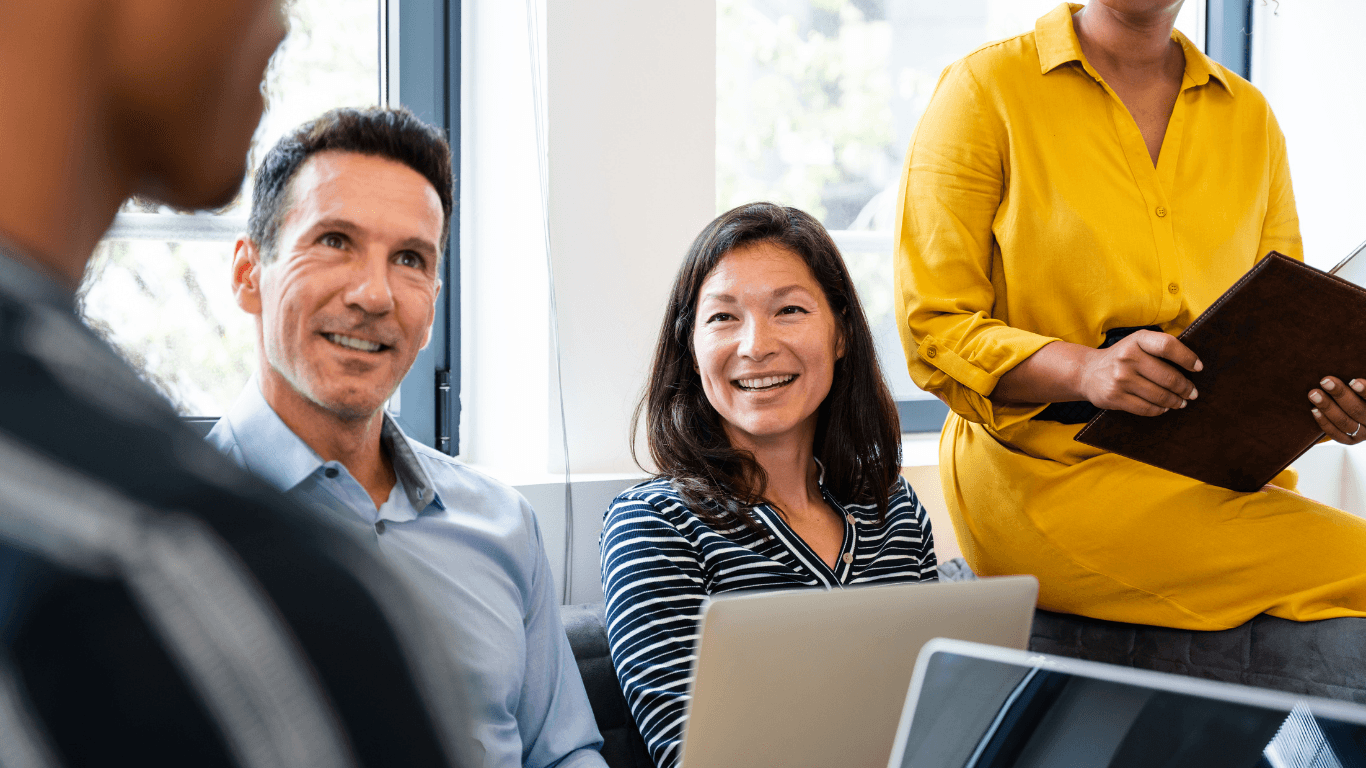 Leaders collaborating at an event